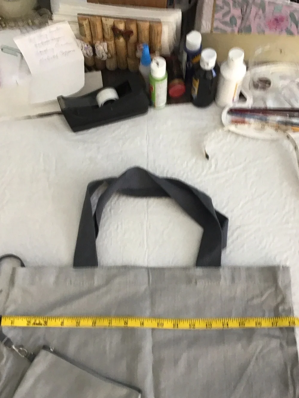 Light Gray Tote Bag with Matching Pouch NWOT. ##